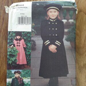 Vogue 8864 Sewing Pattern Girls Size 4-6 Long Coat and Tam Hat